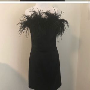 Betsey Johnson black feathered cocktail dress